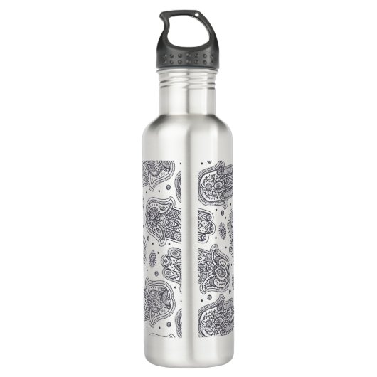 Inspirierte Hand gezeichnetes Hamsa Trinkflasche (Rückseite)