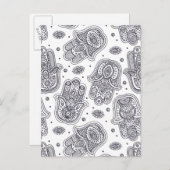 Inspirierte Handzeichnung Hamsa Postkarte (Vorne/Hinten)