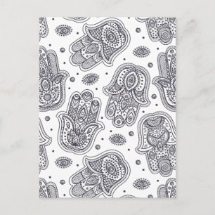 Inspirierte Handzeichnung Hamsa Postkarte