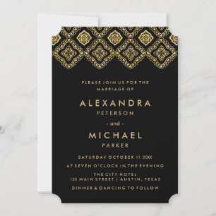 Inspirierte Hochzeit in Glam Black und Gold Easter Einladung