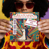 inspirierte Hochzeitsfeier im Retro-Stil der 70er Einladung