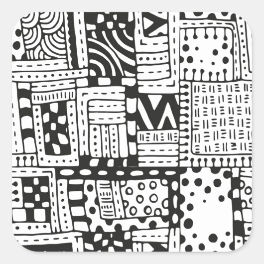 Inspirierte indische Abstrakte Zahlen Quadratischer Aufkleber (Vorderseite)
