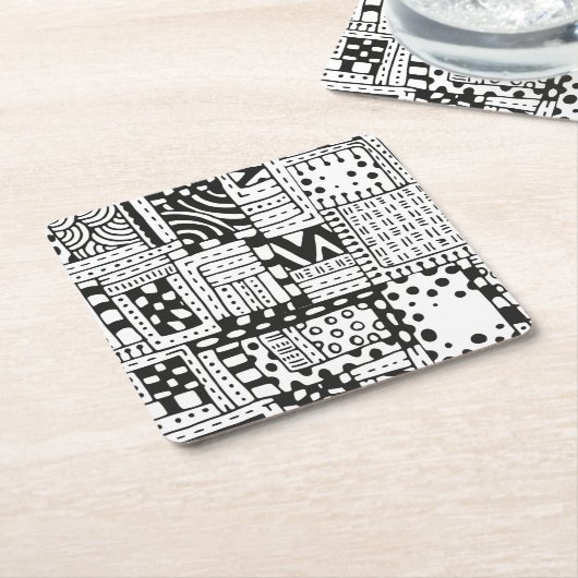 Inspirierte indische abstrakte Zahlen Rechteckiger Pappuntersetzer (angewinkelt)