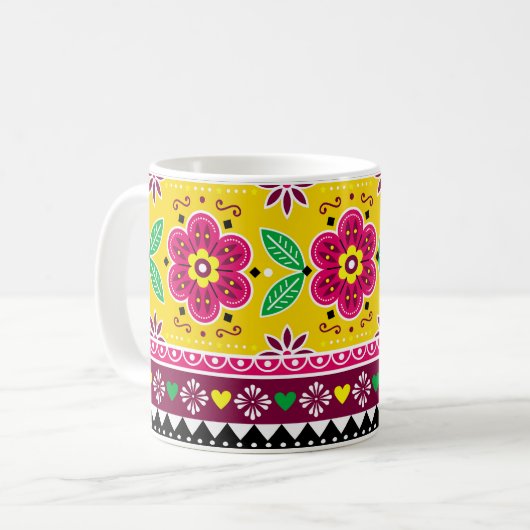 Inspirierte indische oder pakistanische LKW-Kunst Kaffeetasse (Vorderseite Links)