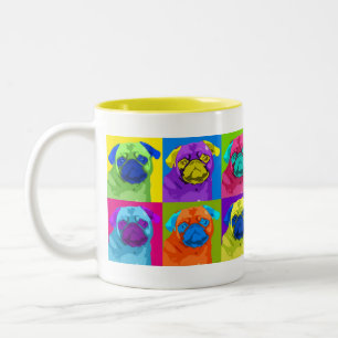 inspirierte Mops-Tasse Zweifarbige Tasse