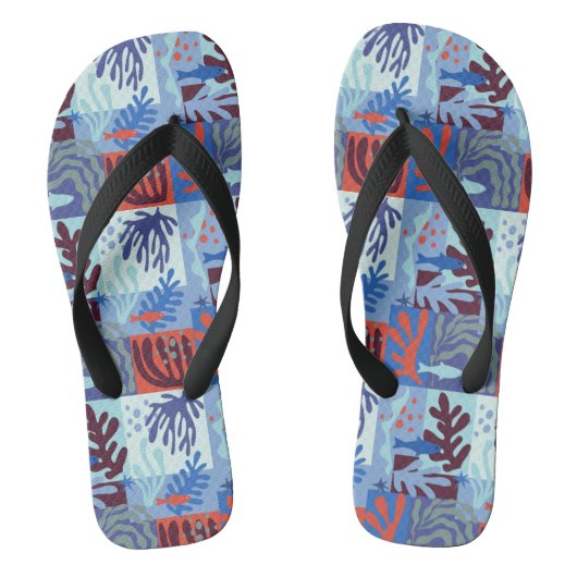 Inspirierte Ocean Life Paper Cutouts Blau Badesandalen (Fußbett)