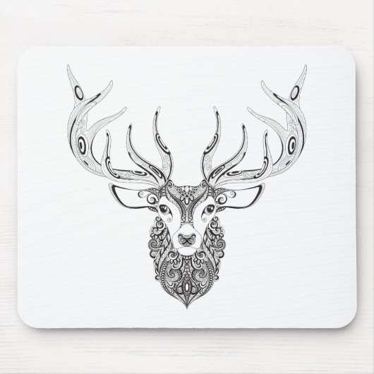 Inspirierte Rotwild-gehörnter Kopf Mousepad (Vorne)
