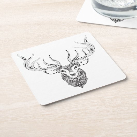 Inspirierte Rotwild-gehörnter Kopf Rechteckiger Pappuntersetzer (angewinkelt)