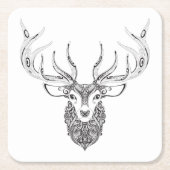 Inspirierte Rotwild-gehörnter Kopf Rechteckiger Pappuntersetzer (Vorderseite)
