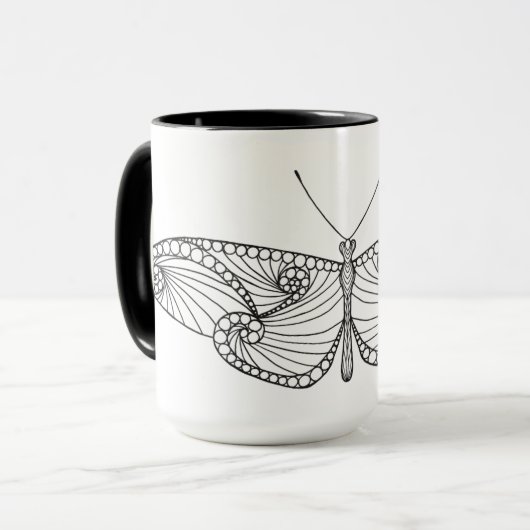 Inspirierte Schmetterlings-Kunst Tasse (Vorderseite Links)