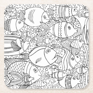 Inspirierte Schule der Fische Rechteckiger Pappuntersetzer