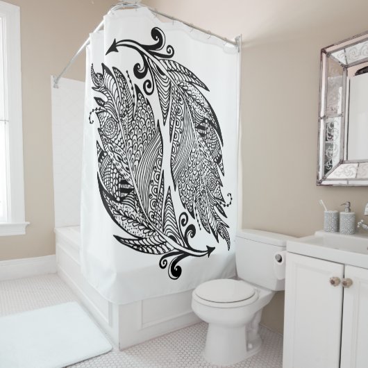 Inspirierte Skizze der Federn Duschvorhang (Beispiel)