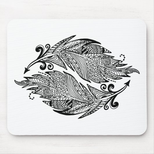 Inspirierte Skizze der Federn Mousepad (Vorne)