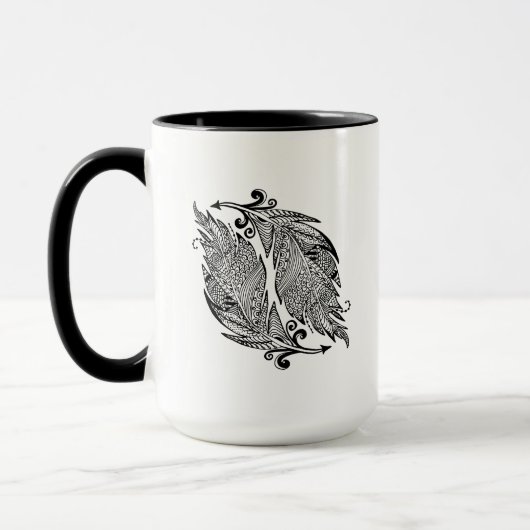 Inspirierte Skizze der Federn Tasse (Links)