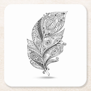 Inspirierte Stammes- Feder Rechteckiger Pappuntersetzer