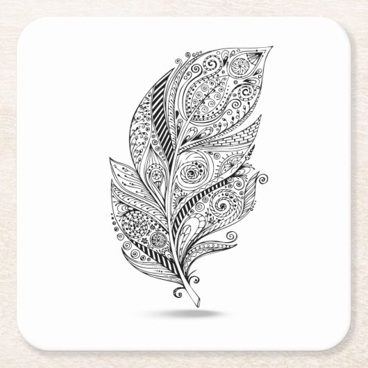 Inspirierte Stammes- Feder Rechteckiger Pappuntersetzer (Vorderseite)
