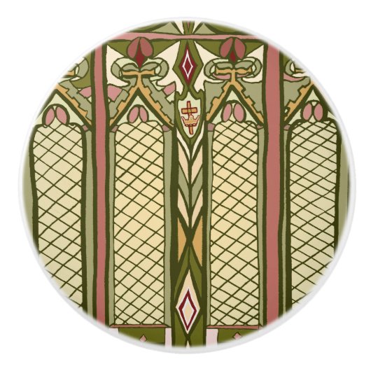 Inspirierte Tür des befleckten Glases der Künste Keramikknauf (Vorderseite)