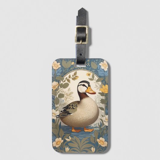 Inspirierte Vintage Blütennatur von niedlichen Ent Gepäckanhänger (Vorderseite Vertikal)