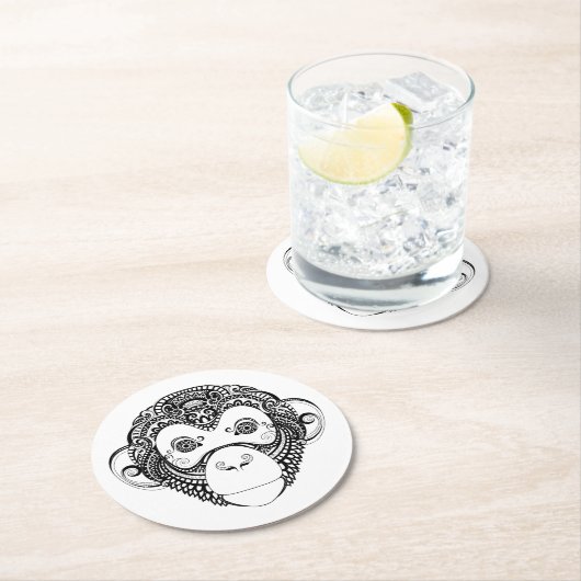 Inspirierter Affe-Entwurf Runder Pappuntersetzer (Vor Ort)