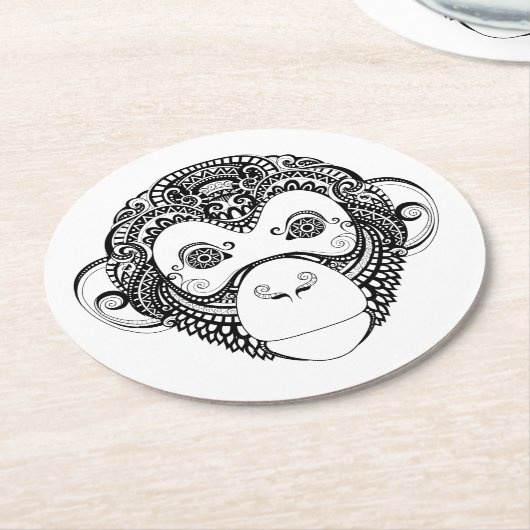 Inspirierter Affe-Entwurf Runder Pappuntersetzer (Angewinkelt)