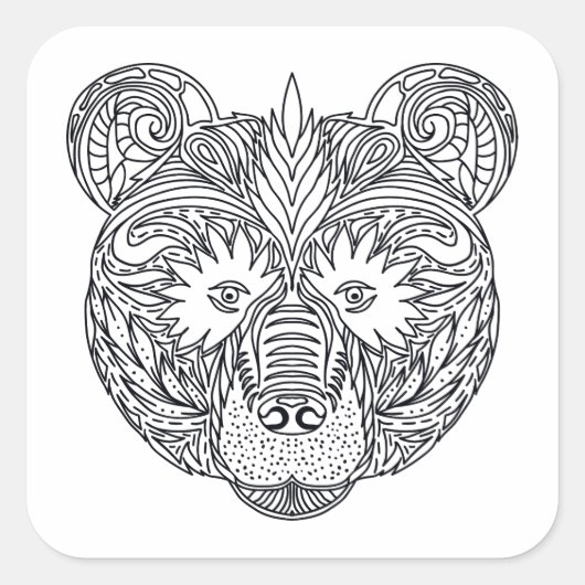 Inspirierter Bär Quadratischer Aufkleber (Vorderseite)