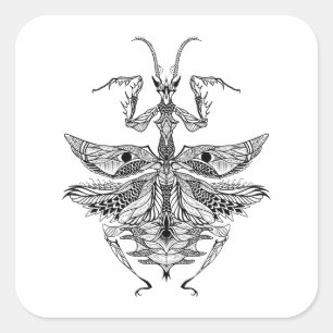 Inspirierter betender Mantis Quadratischer Aufkleber