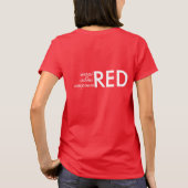 Inspirierter, bewunderter, bevollmächtigter roter T-Shirt (Rückseite)