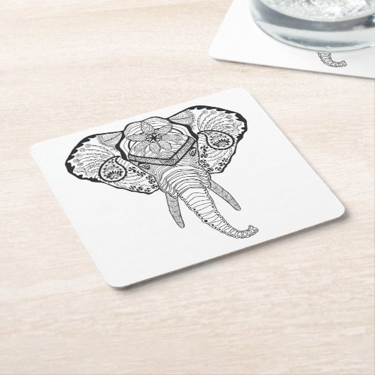 Inspirierter Elefant-Kopf Rechteckiger Pappuntersetzer (angewinkelt)