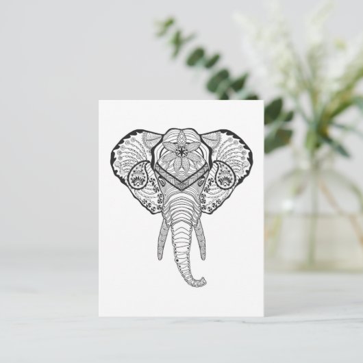 Inspirierter Elphant Head Postkarte (Stehend Vorderseite)