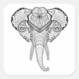 Inspirierter Elphant Head Quadratischer Aufkleber
