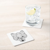 Inspirierter Fox-Kopf Rechteckiger Pappuntersetzer (Vor Ort)