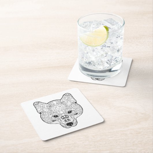 Inspirierter Fox-Kopf Rechteckiger Pappuntersetzer (Vor Ort)