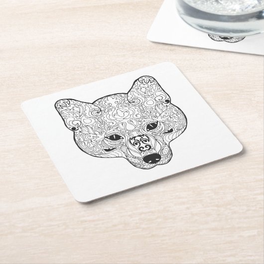 Inspirierter Fox-Kopf Rechteckiger Pappuntersetzer (angewinkelt)