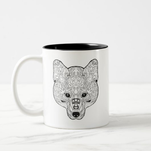 Inspirierter Fox-Kopf Zweifarbige Tasse (Links)