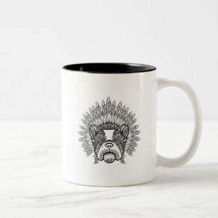 Inspirierter Französischer Bulldogge in Kriegsbonn Zweifarbige Tasse