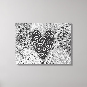 Inspirierter Herzdoodle 6 Leinwanddruck