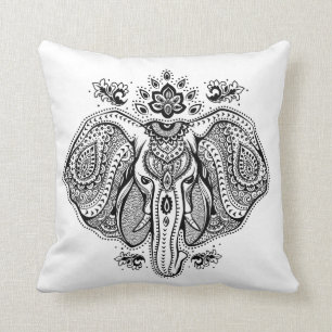 Inspirierter indischer Elefant im Vintage-Stil Kissen