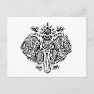 Inspirierter indischer Elefant im Vintage-Stil Postkarte