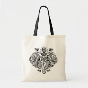 Inspirierter indischer Elefant im Vintage-Stil Tragetasche