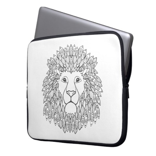 Inspirierter Löwe-Kopf 3 Laptopschutzhülle (Vorderseite Links)