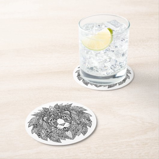 Inspirierter Löwe-Kopf 4 Runder Pappuntersetzer (Vor Ort)