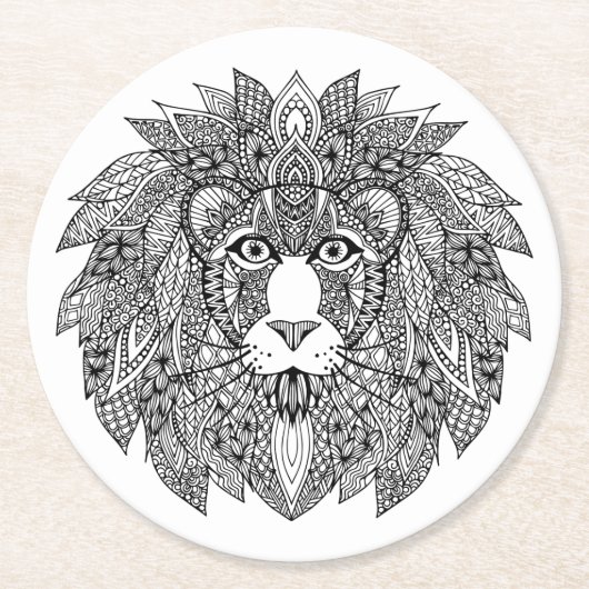 Inspirierter Löwe-Kopf 4 Runder Pappuntersetzer (Vorderseite)