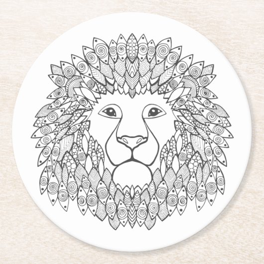 Inspirierter Löwe-Kopf Runder Pappuntersetzer (Vorderseite)