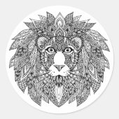 Inspirierter Löwenkopf 4 Runder Aufkleber (Vorderseite)