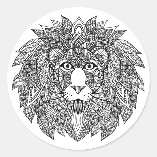 Inspirierter Löwenkopf 4 Runder Aufkleber (Vorderseite)