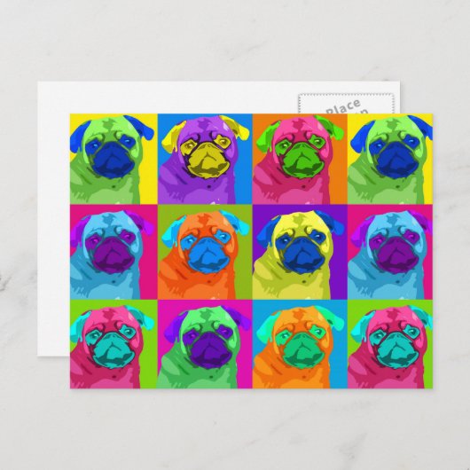 inspirierter Mops Postkarte (Vorne/Hinten)