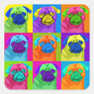 inspirierter Mops-Quadrat-Aufkleber Quadratischer Aufkleber