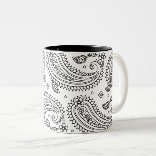 Inspirierter Paisley-Entwurf Zweifarbige Tasse (VorderseiteRechts)