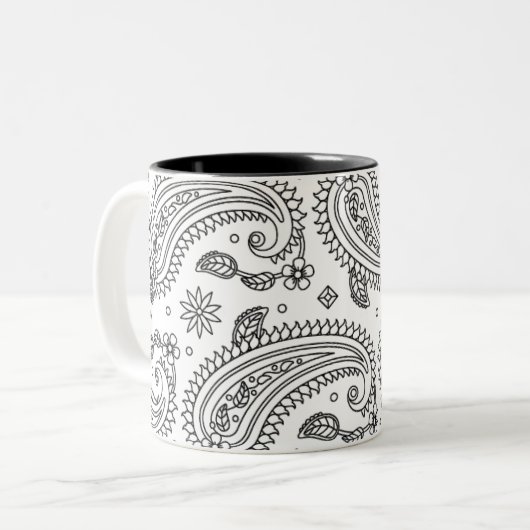 Inspirierter Paisley-Entwurf Zweifarbige Tasse (Vorderseite Links)