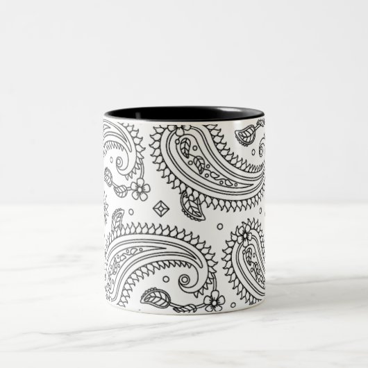 Inspirierter Paisley-Entwurf Zweifarbige Tasse (Mittel)